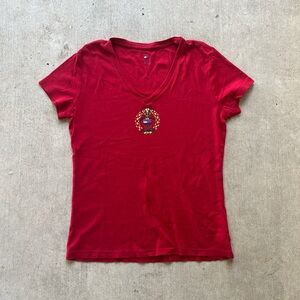Tommy Hilfiger Red Fitted Embellished Short Sleeve Tee
